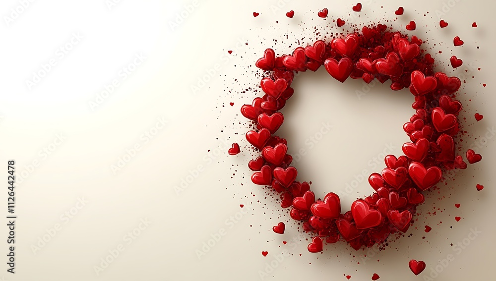 Heart-Shaped Object Adorned with Small Red Hearts for a Romantic Touch