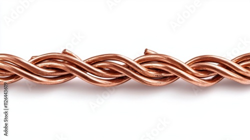 A photostock of small copper wire fragments coiled naturally on a seamless white background, highlighting their texture and metallic sheen. High Quality