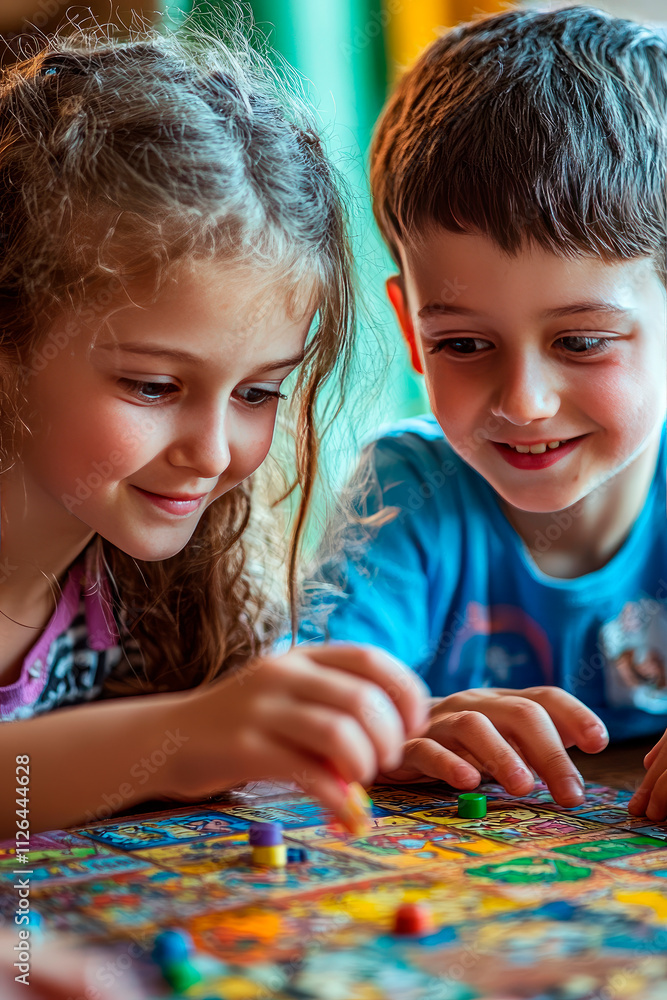 Fototapeta premium Children playing in the room. Selective focus.