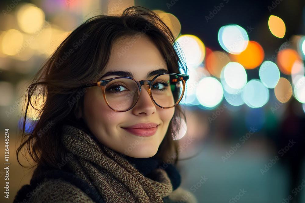 Generative AI Image of Trendy Fashionable People in Vibrant Nighttime Urban Streets with Stylish Outfit Bokeh Lights