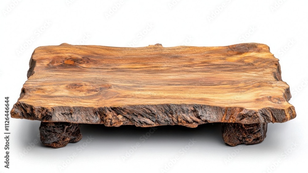A photostock of a natural wooden plank slice showing visible rings and smooth bark edges, isolated on a seamless white background. High Quality A photostock of a natural wooden plank slice showing visible rings and smooth bark edges, isolated on a seamless white background. High Quality