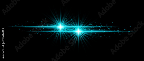 Blue sparkle effect set. Radiant beams, dual glowing light bursts, shimmering particles, and elegant streaks of light for futuristic, creative, and decorative designs.