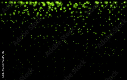 Green particle effect set. Cascading pink particles, glowing dots, and soft shimmering highlights create a magical and festive atmosphere, ideal for decorative, celebratory, or dreamy designs.