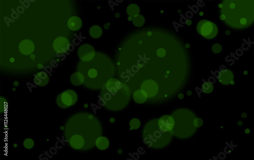 Green bokeh effect. Soft glowing circles, blurred highlights, and overlapping light dots create an atmospheric and dreamy effect, perfect for elegant, festive, or abstract designs.