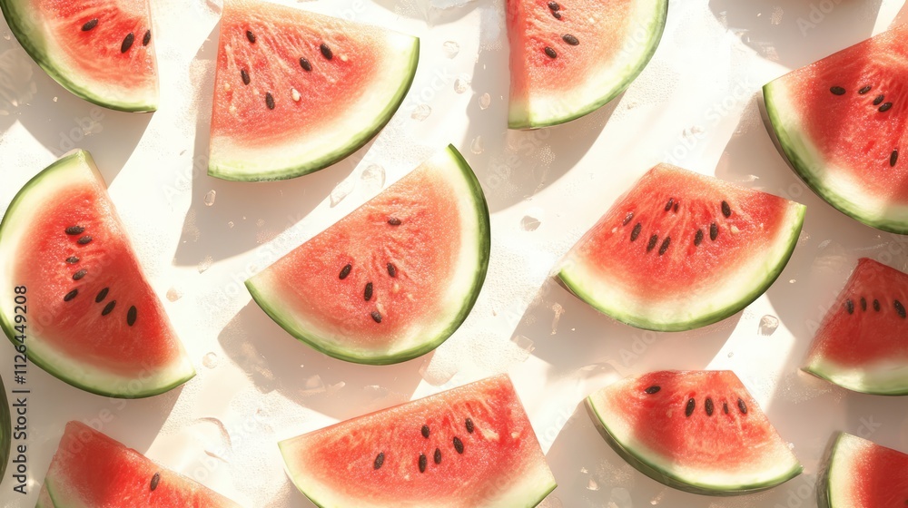 Fresh Watermelon Slices Displayed Artfully on a White Background for Healthy Eating Concepts and Summer Refreshments Fresh Watermelon Slices Displayed Artfully on a White Background for Healthy Eating Concepts and Summer Refreshments