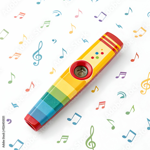A vibrant kazoo with a colorful finish, offering fun, playful tunes,
