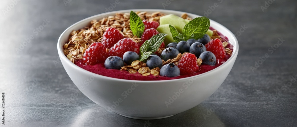 healthy breakfast bowl with granola and fresh berries healthy breakfast bowl with granola and fresh berries