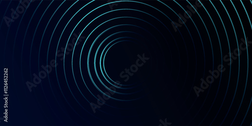 Blue abstract background with glowing circles. Swirl circular lines pattern. Geometric spiral. Twirl element. Modern graphic desi
