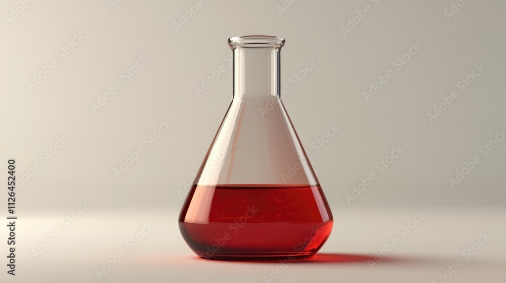 Erlenmeyer flask filled with vibrant red liquid showcasing laboratory equipment for scientific research and experimentation Erlenmeyer flask filled with vibrant red liquid showcasing laboratory equipment for scientific research and experimentation