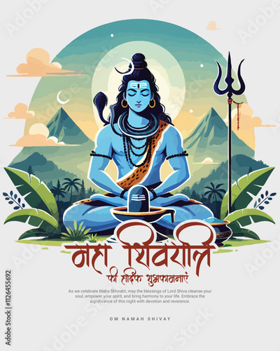 Happy Maha Shivratri Lord Shiva with Har Har Mahadeva Social Media Post template banner