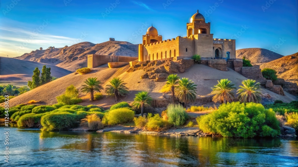 Aga Khan's Aswan mausoleum: a stunning blend of Islamic architecture and Nile River serenity. Candid travel photography captures its timeless beauty. Aga Khan's Aswan mausoleum: a stunning blend of Islamic architecture and Nile River serenity. Candid travel photography captures its timeless beauty.