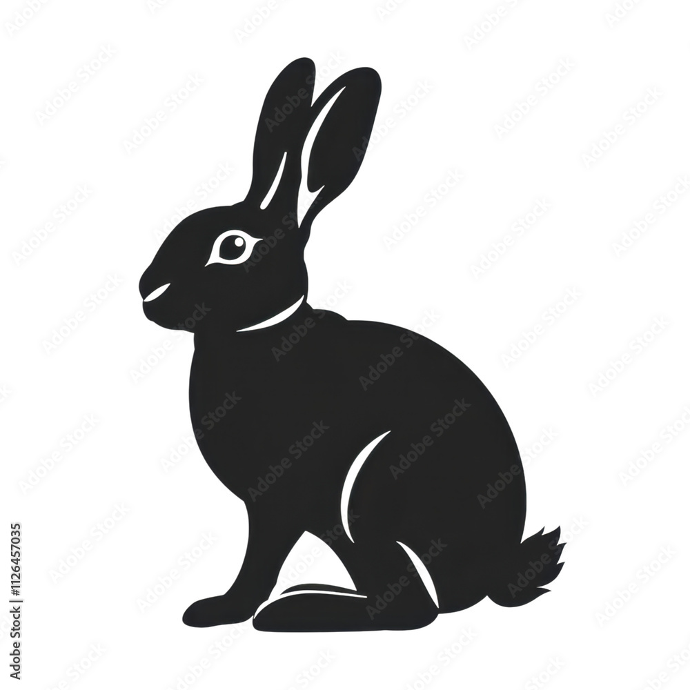 Majestic Black Hare Silhouette: A Dark and Elegant Animal Image Majestic Black Hare Silhouette: A Dark and Elegant Animal Image