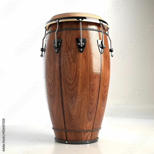 Foto A classic conga drum with rich wood grain