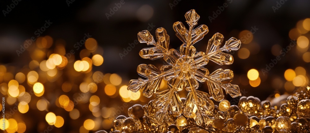 beautiful snowflake decoration with warm golden lights beautiful snowflake decoration with warm golden lights