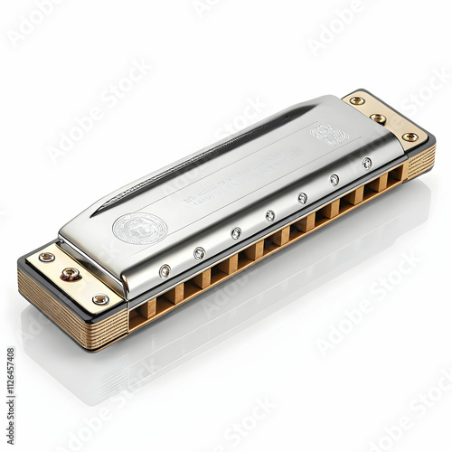 A classic harmonica with metal cover plates
