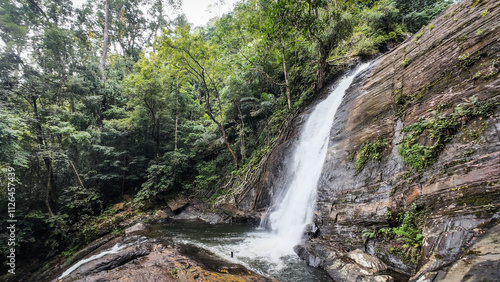 The waterfall in Sinharaja Forest in Sri Lanka