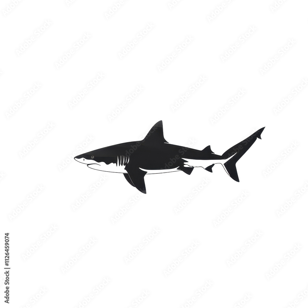 Fototapeta premium Majestic Shark Silhouette: Dark Predator of the Deep Ocean