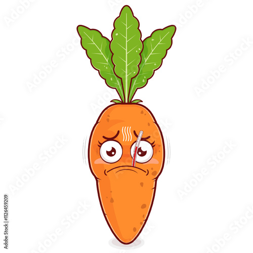 carrot sick face cartoon cute