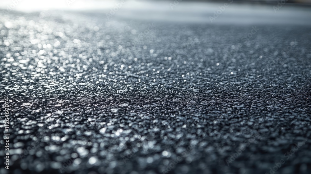 High-speed perspective of textured asphalt road surface with cityscape backdrop reflecting natural light. High-speed perspective of textured asphalt road surface with cityscape backdrop reflecting natural light.