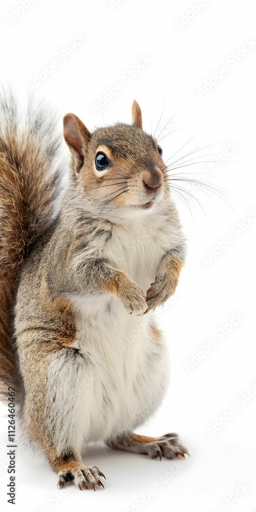 Obraz premium Forest Squirrel Posing Against a White Backdrop