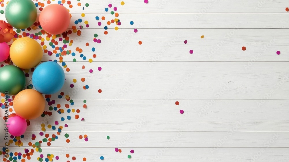 A photostock of colorful confetti spread randomly on a seamless white background, perfect for celebratory and festive themes. High Quality A photostock of colorful confetti spread randomly on a seamless white background, perfect for celebratory and festive themes. High Quality