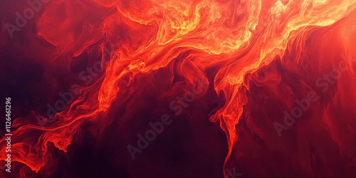 Abstract swirling flame texture with vibrant red and orange hues creating a dramatic fiery background for creative design projects and visual artwork