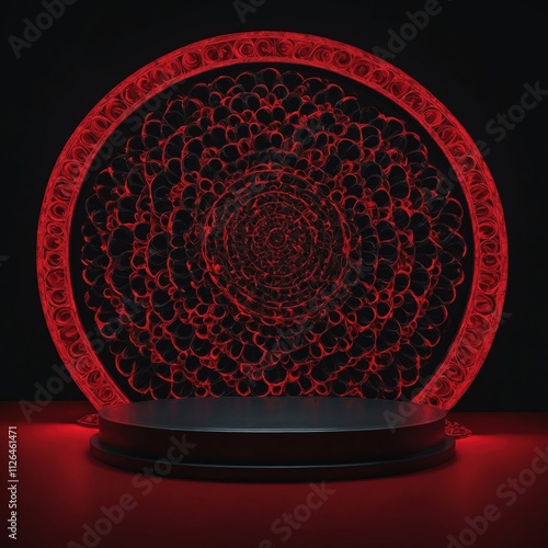 red chinese vase on black