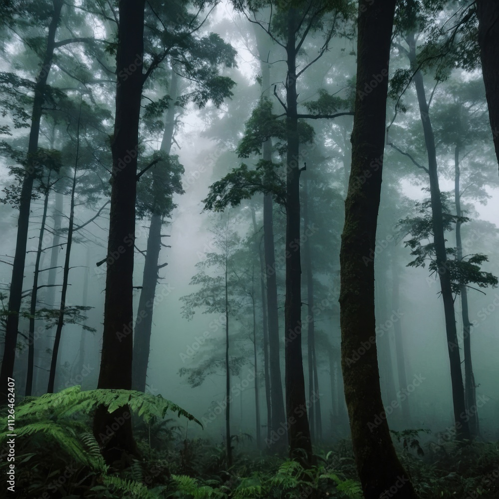 Naklejka premium fog in the forest
