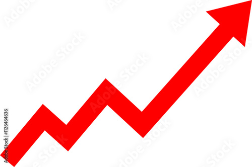 Growth, progress arrow, red bold arrow, simple arrow vector