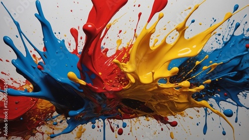 Vibrant Burst of Colourful Paint Splashes in Motion.
