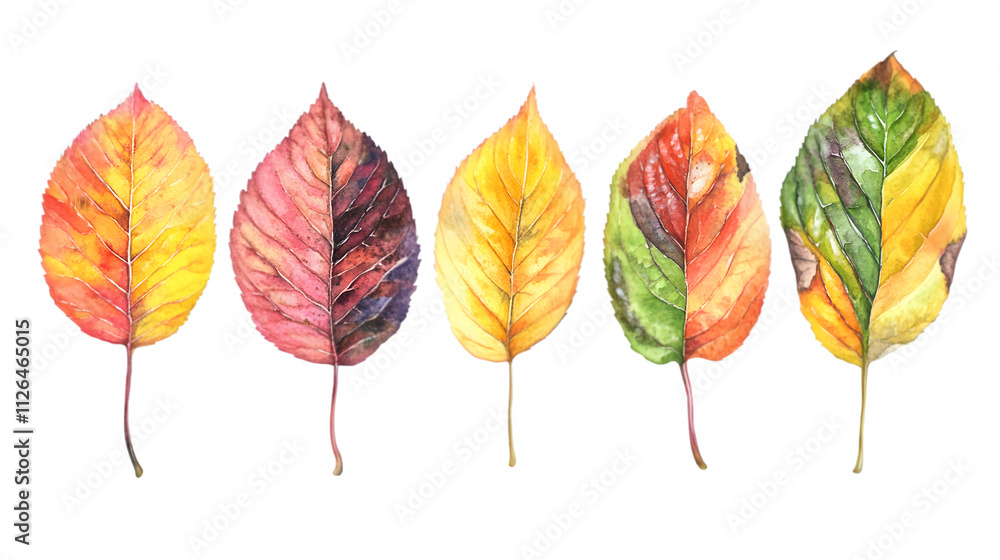 Set of autumn leaves in different colors on a transparent background Set of autumn leaves in different colors on a transparent background