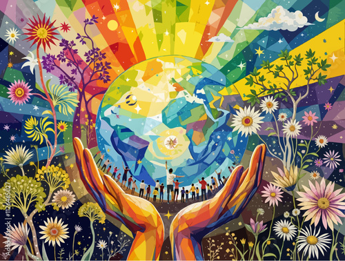 Abstract Artistic Representation of Stewardship with Hands