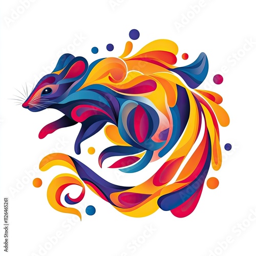 Wallpaper Mural Colorful Abstract Illustration of a Playful Mouse with Vibrant Swirls and Dynamic Shapes in Bright Colors Torontodigital.ca