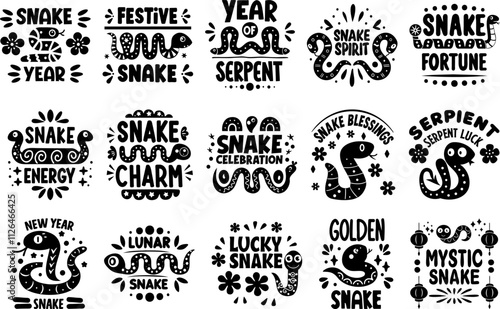 stylized representation of snake, symbolizing Year of Snake, featuring intricate patterns and dynamic pose. This design captures essence of snake elegance and mystique