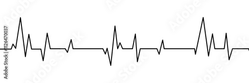 Heart rate monitor line vector isolated on transparent background.