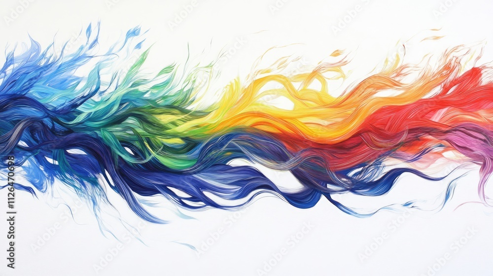 Abstract rainbow wave painting, vibrant colors flowing, dynamic energy, artistic expression. Abstract rainbow wave painting, vibrant colors flowing, dynamic energy, artistic expression.