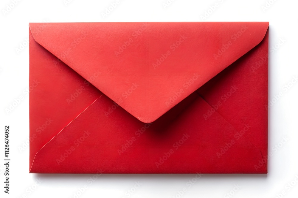 Classic Red Envelope with Unwrapped Letter on Clean White Background Classic Red Envelope with Unwrapped Letter on Clean White Background