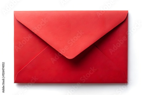 Classic Red Envelope with Unwrapped Letter on Clean White Background