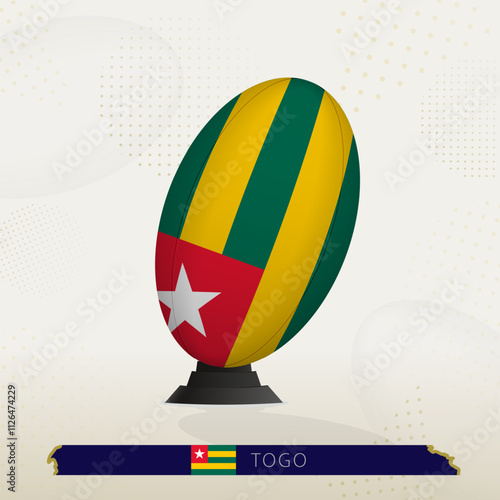 Togo Rugby Ball on Rugby Kicking Tees with Modern Design.