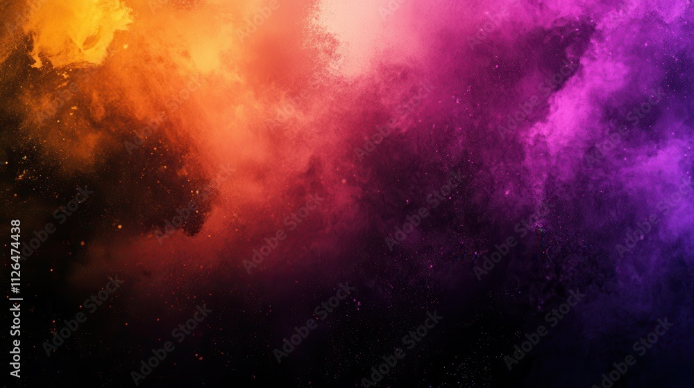 Fototapeta premium Abstract background grainy texture black orange purple pink yellow color gradient shape dark banner poster header backdrop design copy space