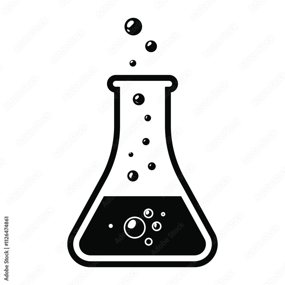 Conical flask vector icon. Laboratory glassware symbol for chemistry, scientific research, and experiments. Flat outline clipart isolated on white background. Conical flask vector icon. Laboratory glassware symbol for chemistry, scientific research, and experiments. Flat outline clipart isolated on white background.