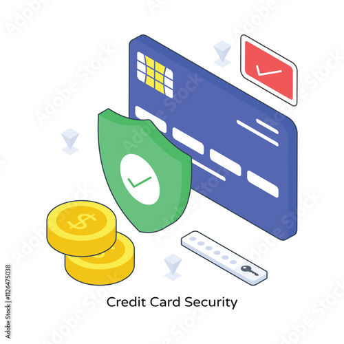 Credit Card Security isometric Colored illustration. EPS File stock illustration