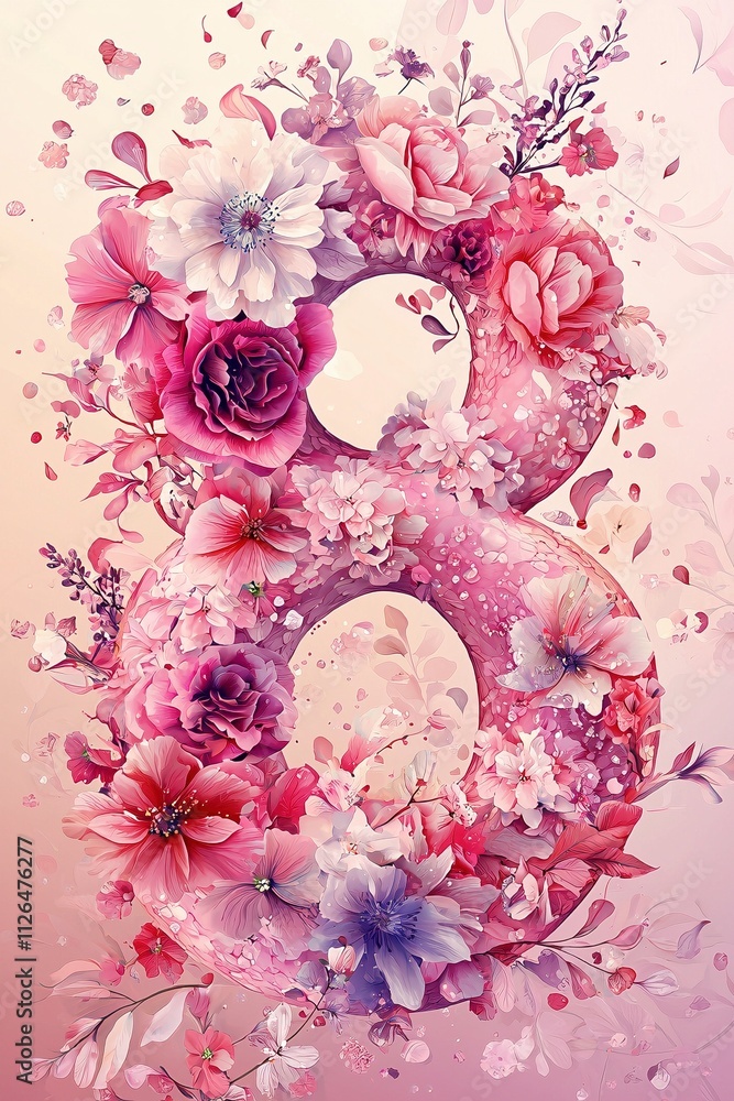 custom made wallpaper toronto digitalDie Zahl 8 geschmückt mit Blüten symbolisch für den internationalen Frauentag am 8. März 