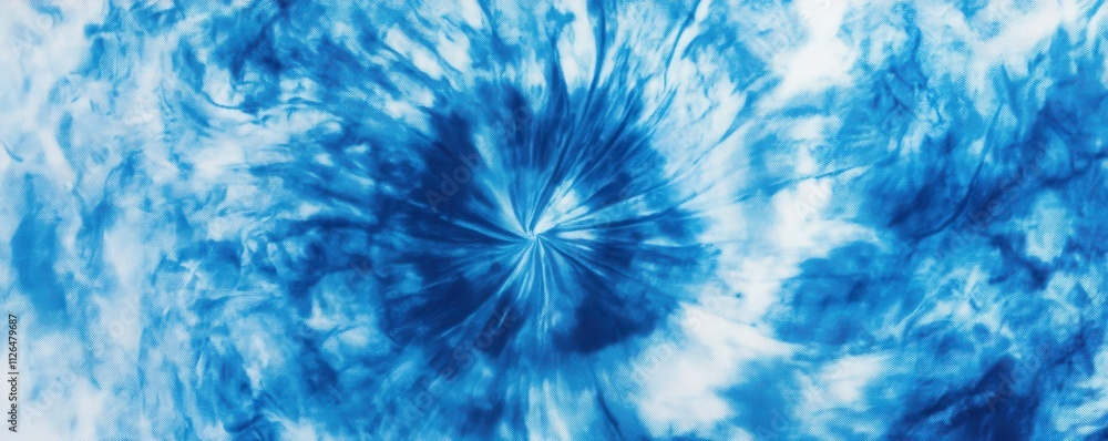 Obraz premium Abstract tie-dye pattern in blue and white, featuring swirling designs with high contrast for a dynamic look