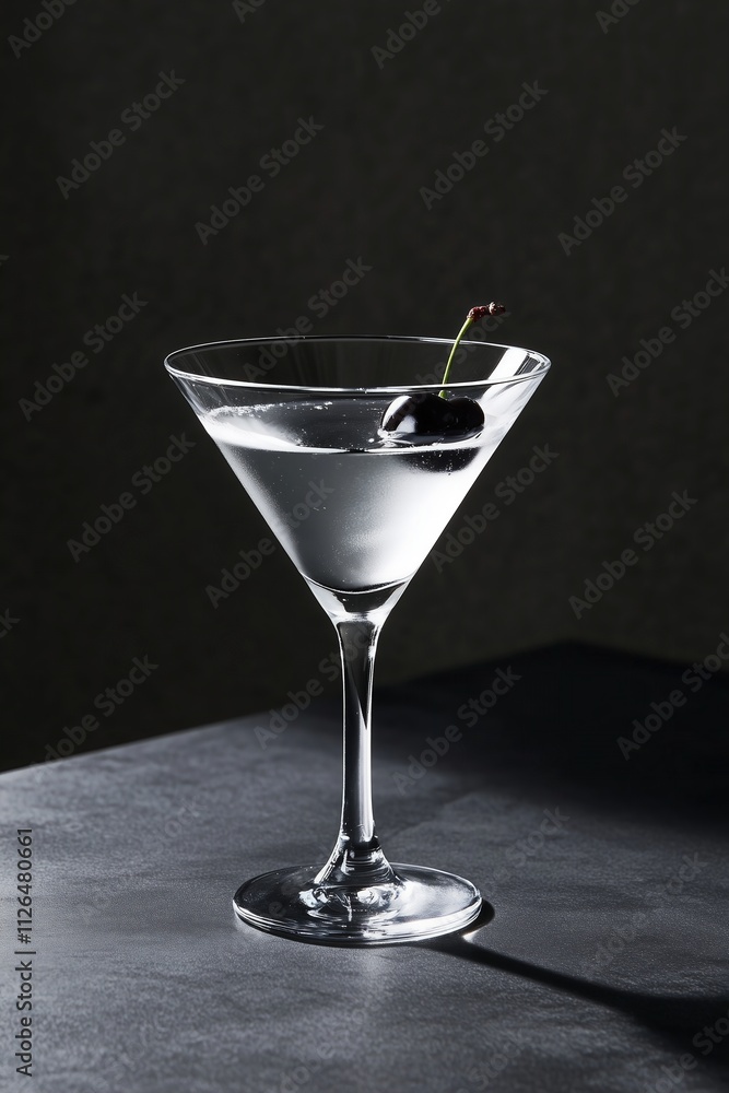 moody cherry martini in a tall martini glass A single cherry on a sleek black pick rests delicately on the rim, dim, dramatic lighting creates a mysterious and ultra-trendy vibe moody cherry martini in a tall martini glass A single cherry on a sleek black pick rests delicately on the rim, dim, dramatic lighting creates a mysterious and ultra-trendy vibe
