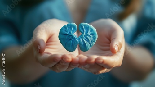 Wallpaper Mural A person holding a 3d model of a thyroid gland, symbolizing thyroid health and medical care. Torontodigital.ca