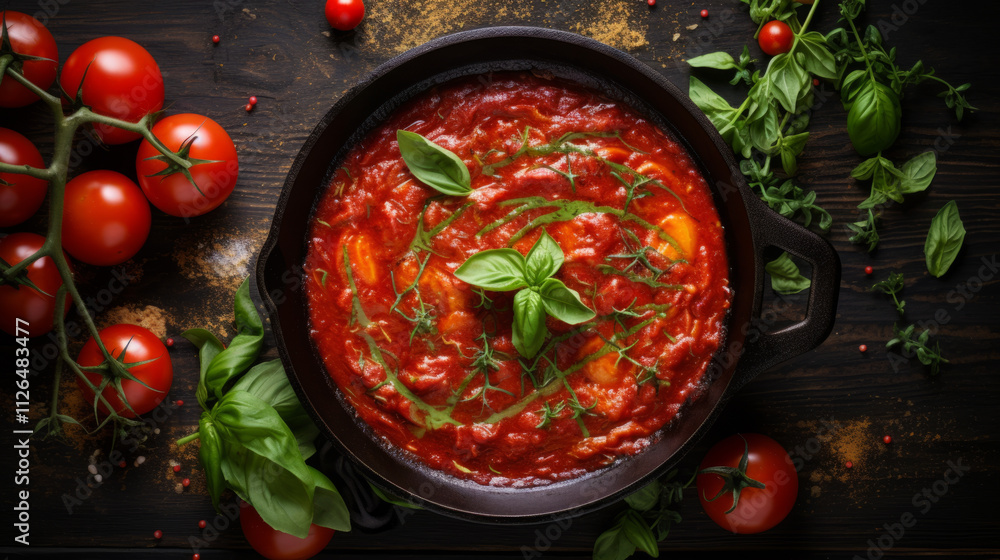 Tomato soup with basil, soup stock photo Tomato soup with basil, soup stock photo