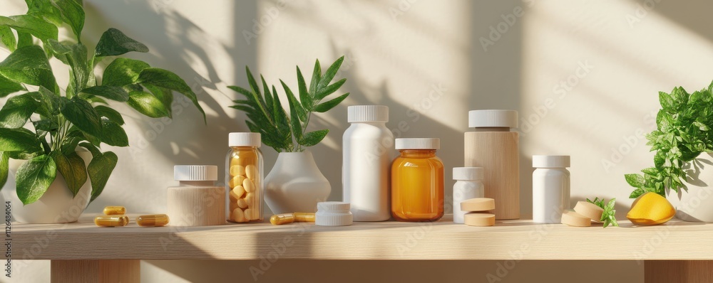 Arrangement of organic supplements product Arrangement of organic supplements product