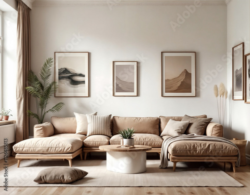 Scandinavian-Style Living Room with Warm Accents