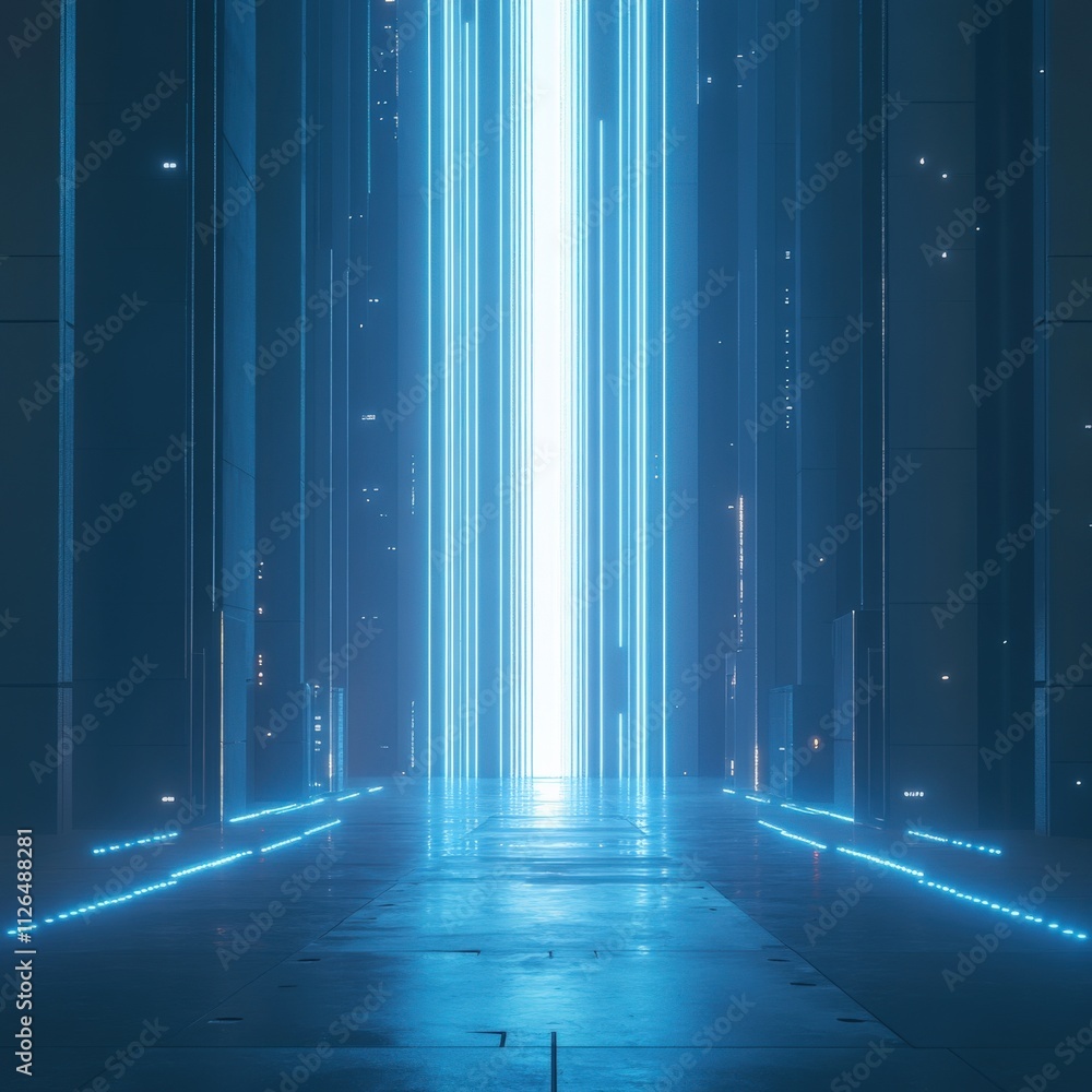 futuristic corridor with glowing blue lights futuristic corridor with glowing blue lights